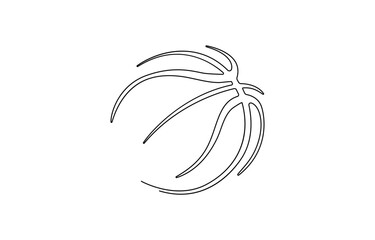 Basketball one line art. Continuous line drawing of ball, sport, running, ball sports, activity, athlete, game, training, basket, One continuous drawing line logo single hand drawn art doodle isolated