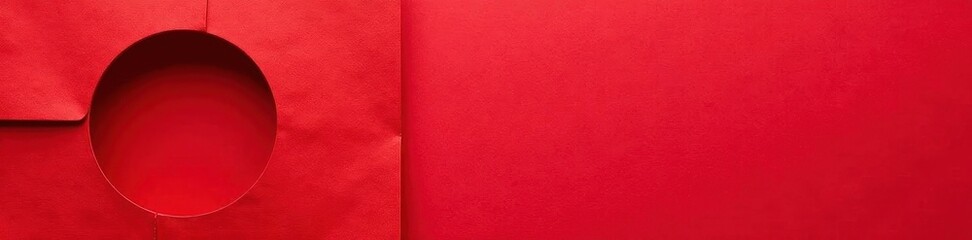 Red paper with circular hole, vibrant background, circle, hole