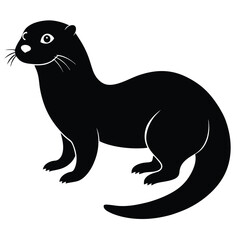Black silhouette of an otter animal wildlife