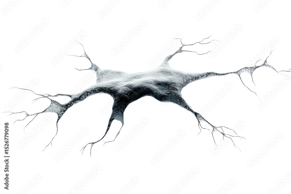 Aufkleber 3D rendering of a neuron cell, showcasing its intricate network of dendrites and axon. background removed