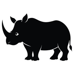 Black silhouette rhino african wildlife animal