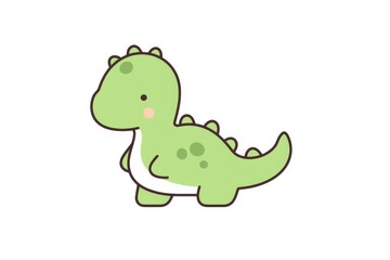 Cute simple line art dinosaur with long neck and small spots, minimalist vector illustration for children’s book with white background