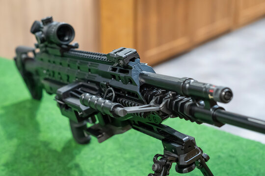 New, Hungarian-developed light machine gun with scope and bipod
