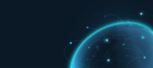 Global network connection technology background. Futuristic digital glowing blue lines. innovation background for tech event poster or corporate business concept
