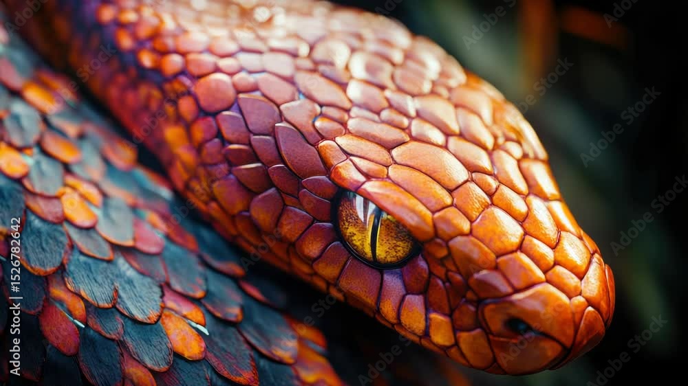 Poster a close-up photo of a snake's head, useful for highlighting details or using as a symbol