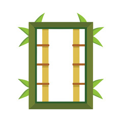Simple bamboo frame with green leaves vector illustration natural decoration element