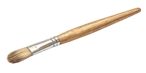 Wooden watercolor brush tool isolated on white or transparent background
