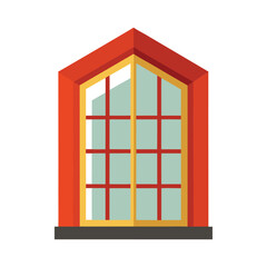 Vector illustration of a colorful arch window with multiple panes and frames