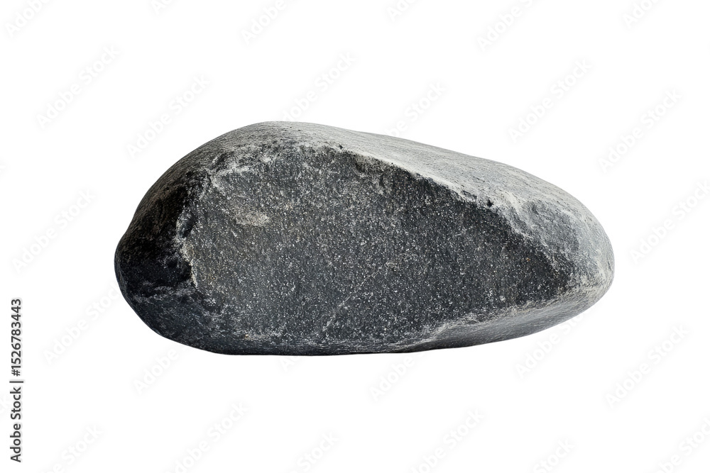 Poster a single, dark gray, smooth river rock isolated on a transparent background. background removed