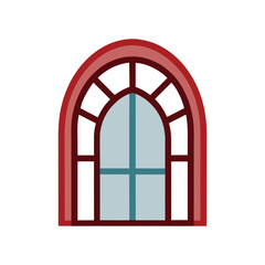 Arched window frame with glass vector illustration for architectural design