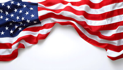 the flag of the united states of america on white background with copy space