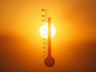 Obraz na płótnie Canvas Hot whether concept. A thermometer showing high temperatures under a bright and intense sun.