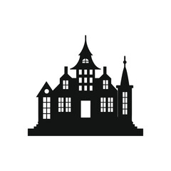 Fototapeta premium Spooky halloween haunted house silhouette vector illustration graphic resource template