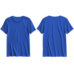 Royal Blue TShirt Front and Back Views  Apparel Design Template isolated on transparent background
