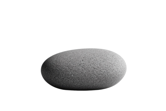 Single, smooth, gray stone isolated on a transparent background. background removed