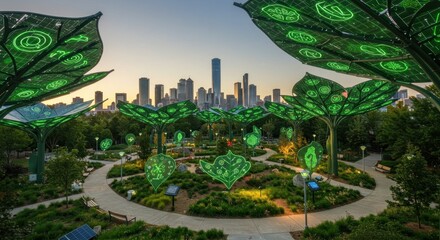 Urban garden in cityscape