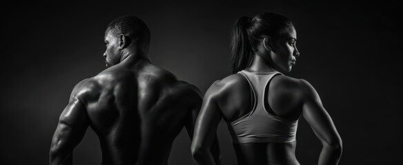 The dynamic duo showcasing strength and determination in a stunning black and white composition.