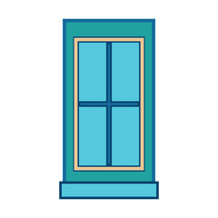 Isolated blue framed window with four panes illustration design