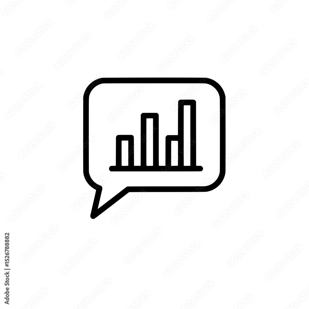 Poster graph chart in speech bubble icon: clean graphic depicts a growth chart enclosed within a speech bub