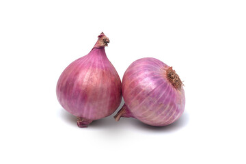 Fototapeta premium Fresh Organic Red Onions Isolated White Background Closeup