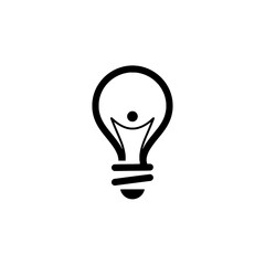 Illumination of Inspiration: A minimalist representation of a light bulb, symbolizing a spark of brilliant idea in the shape of a human figure.