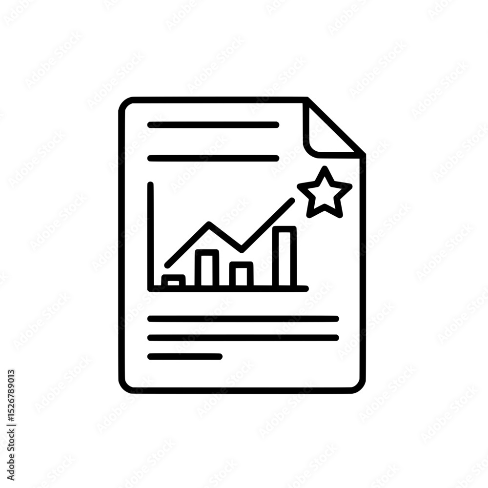 Poster data analysis document: an icon-style visual of an analysis report. depicting bar and line graphs an