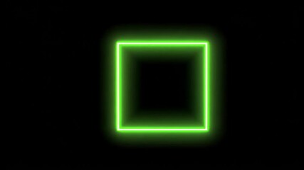 Abstract Neon Green Square Frame, Glowing Lines, Dark Background, Digital Art, Modern Design, Geometric Shapes, Bright Illumination, Luminous Square,  Graphic Design, Trendy Style - Powered by Adobe