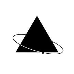 Abstract Triangle Orbit: A minimalist design featuring a black triangle orbited by a smaller circle, representing balance, harmony, and cosmic order.