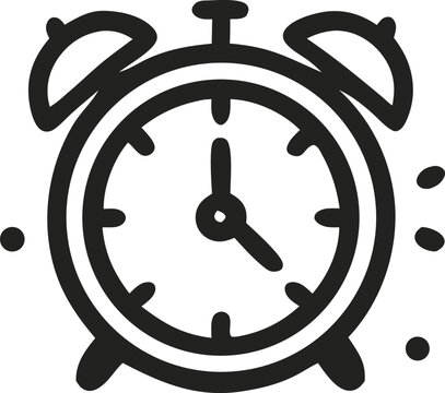 Icon Vector illustration of an old-fashioned alarm clock indicating five o'clock, perfect for time management and reminders with a vintage style and clean lines.