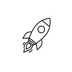 Rocket to the Sky: A sleek, minimalist illustration of a rocket soaring upward, emitting a trail of fire and smoke, symbolizing innovation and forward momentum.