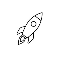 Space Rocket in Flight: An illustration of a minimalist rocket ship with sleek design, boldly ascending into the expansive universe. 