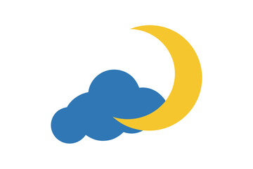 Fototapeta premium Sky With Crescent Moon Nighttime Vista Featuring a Shimmering Lunar Shape vector art illustration