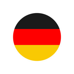 Germany flag in a circle with black red and yellow horizontal bands representing the national symbol of germany
