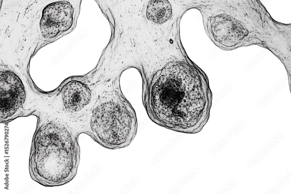 Aufkleber microscopic image showing interconnected cells with granular texture, possibly depicting a biologica