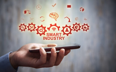 Smart industry concept. Manufacturing. Automation