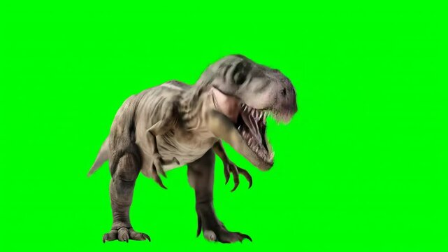T-Rex dinosaur isolated on chroma screen. Ai generated.