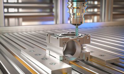 Metalworking cnc milling machine cutting metal 3d