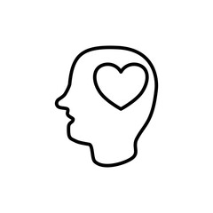 head icon with love sign, vector illustration, symbol, design logo template picture, for ui or ux isolated on white for mobile app, editable