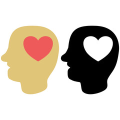 head icon with love sign, vector illustration, symbol, design logo template picture, for ui or ux isolated on white for mobile app, editable