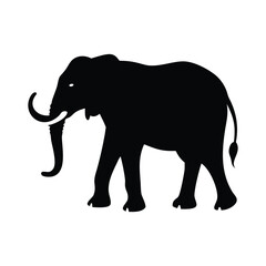 Silhouette of an Elephant on White Background in Side Profile ,ai generator
