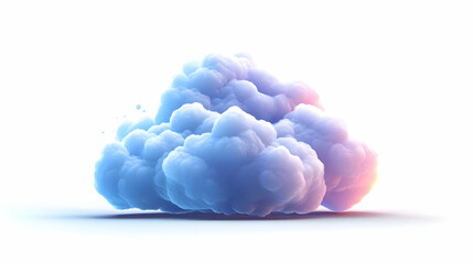 Pastel Colored Fluffy Cloud Digital Rendering on White Background