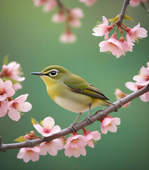 Spring Robin Among Cherry Blossoms