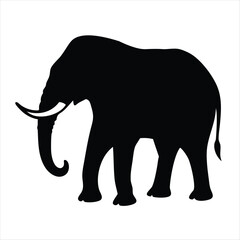 Fototapeta premium Silhouette of an Elephant on White Background in Side Profile ,ai generator 