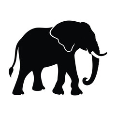 Silhouette of an Elephant on White Background in Side Profile ,ai generator
