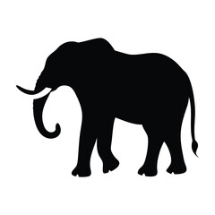 Silhouette of an Elephant on White Background in Side Profile ,ai generator
