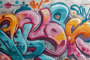 Vibrant urban wall showcasing intricate graffiti art in energetic colors and designs in a dynamic street corner