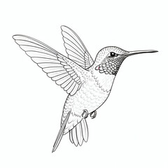 Obraz premium Elegant Hummingbird Line Art Illustration - Detailed Bird Sketch