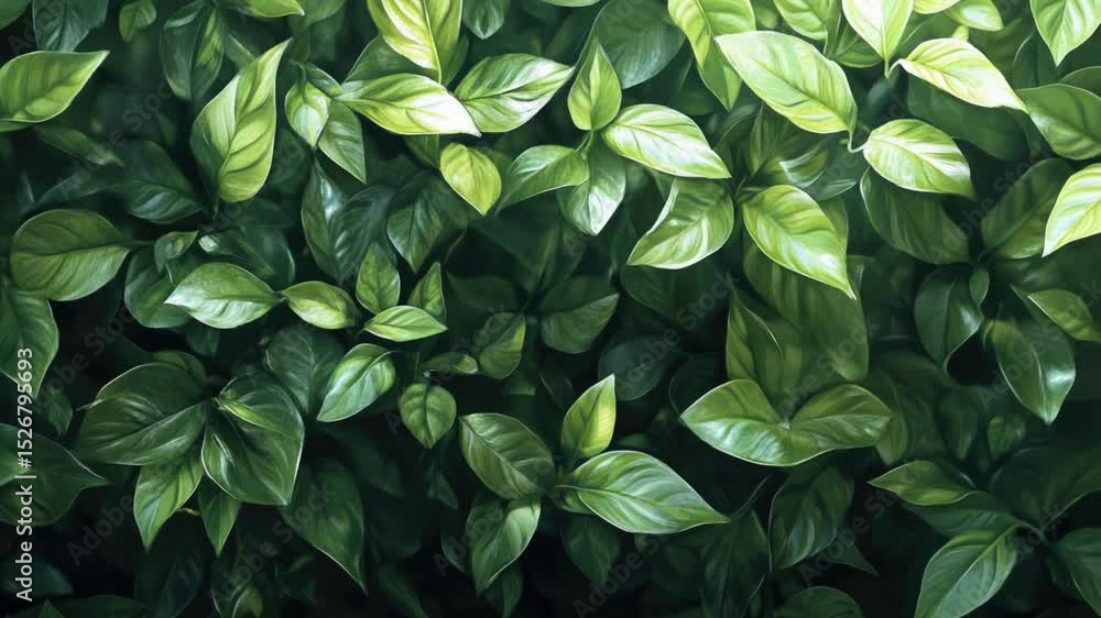 Poster a detailed view of a cluster of green leaves, ideal for uses such as nature-inspired designs or bota