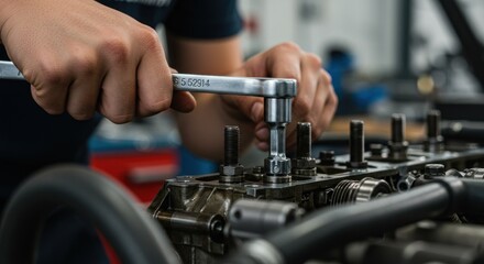 Hands using tools on machinery