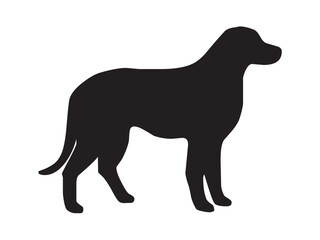 Vector isolated one single dog labrador side view colorless black and white outline silhouette shadow shape stencil solid black